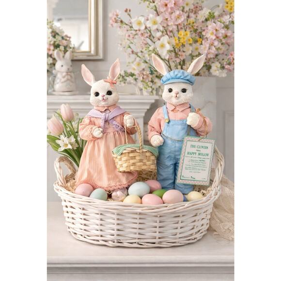 Potpourri Press Other - Potpourri Press Happy Hollow Bunny Pair Clementine Hezekiah 1992 w Boxes